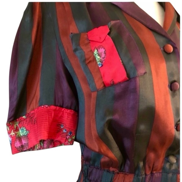 Vintage Y2K Jean Paul Gaultier Italy Striped Button Down Dress, Jewel Tones, S - Picture 5 of 9